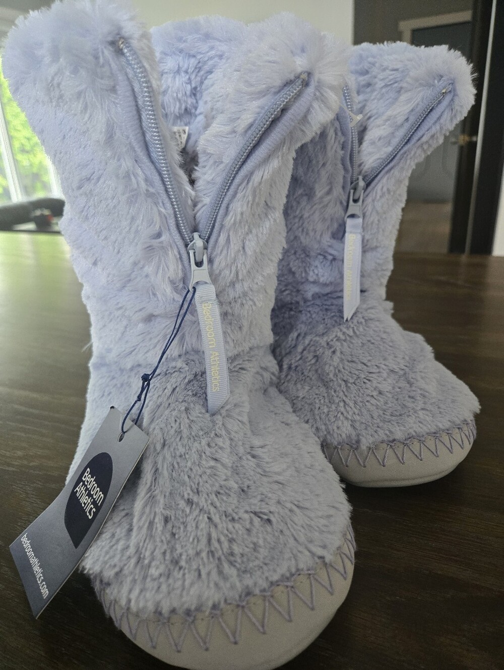 💙BEDROOM ATHLETICS Plush Zip Boot Slippers - Light Lavender